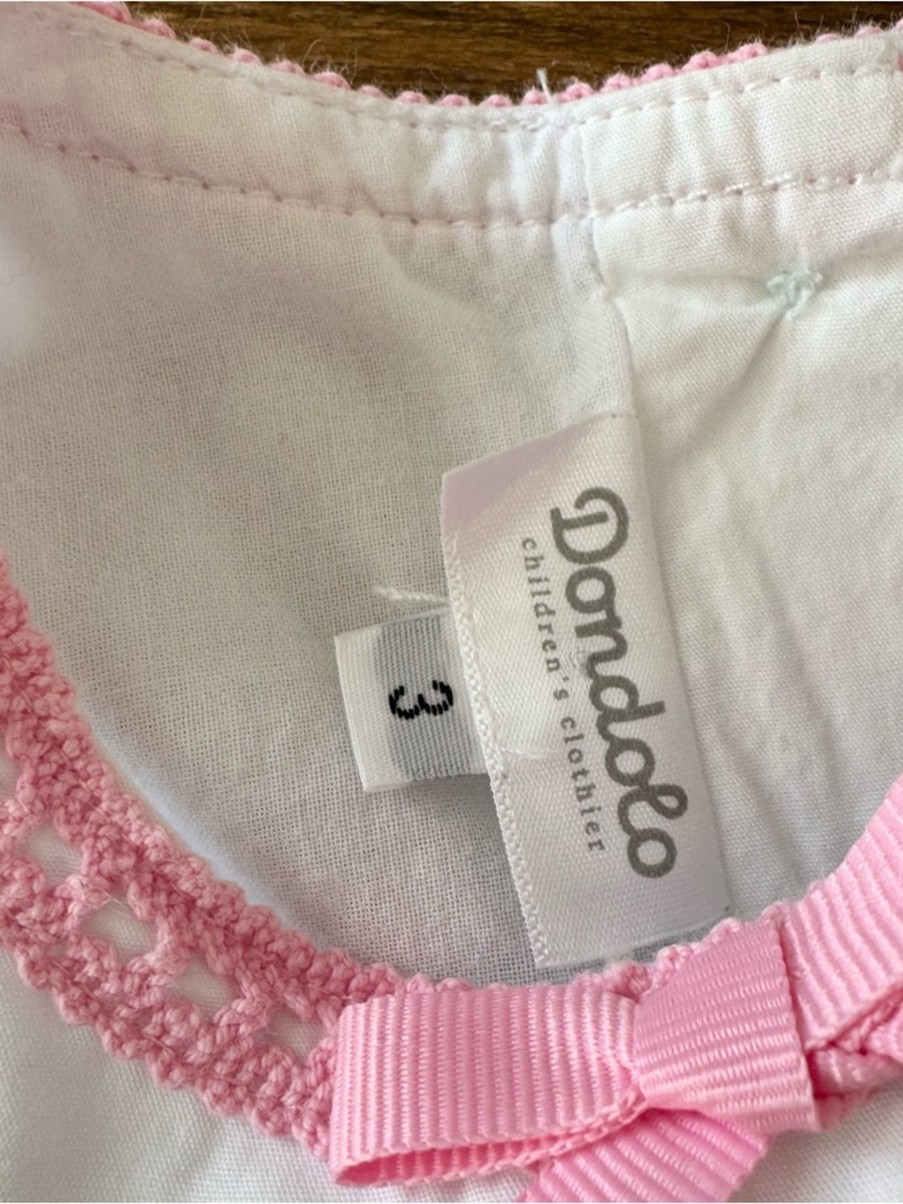 Dondolo White Dress with Pink and Blue Bows Size 3 - Picture 5 of 7
